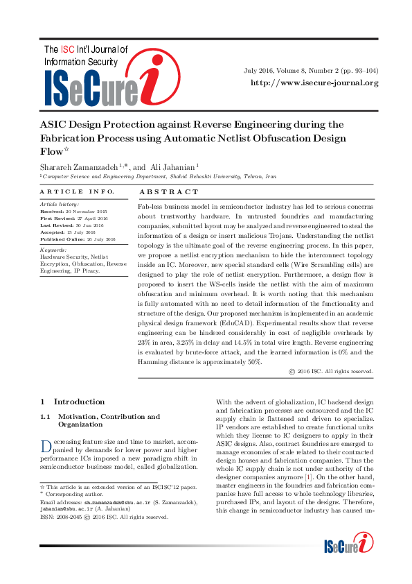 (PDF) ASIC design protection against reverse engineering during the ...