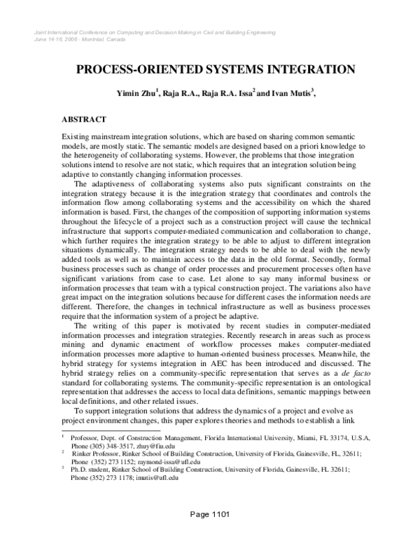 (PDF) Process-Oriented Systems Integration | Raja Issa - Academia.edu