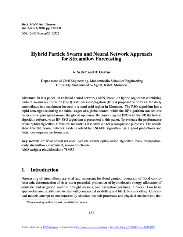 (PDF) Hybrid Particle Swarm and Neural Network Approach for Streamflow ...
