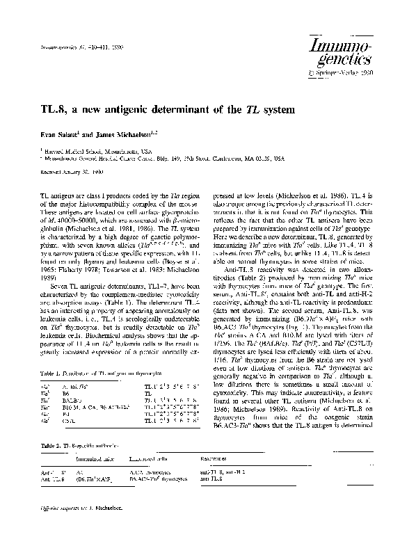 (PDF) TL.8, a new antigenic determinant of theTL system