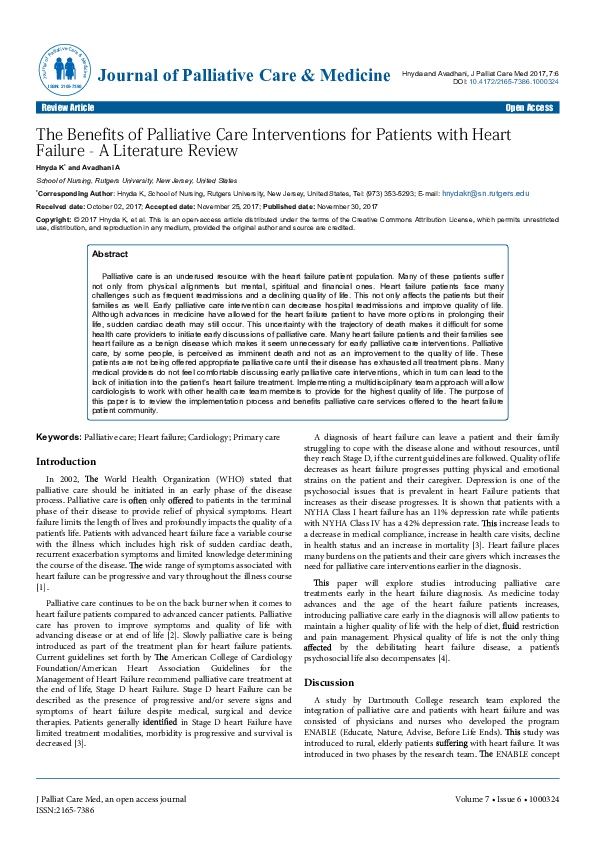 (PDF) The Benefits of Palliative Care Interventions for Patients with ...