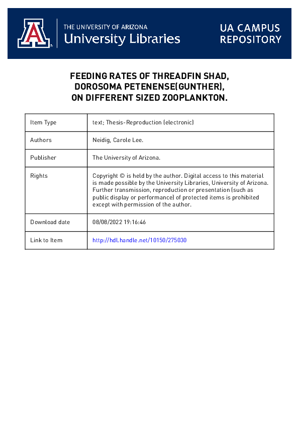 (PDF) Feeding Rates of Threadfin Shad, Dorosoma Petenense(Gunther), on ...