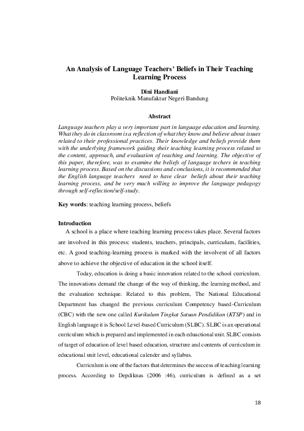 (PDF) An Analysis of Language Teachers’ Beliefs in Their Teaching ...