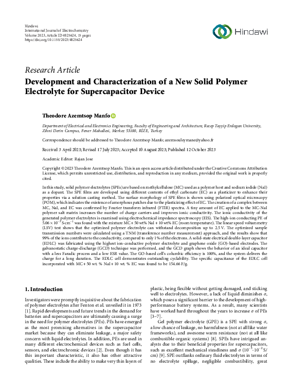 (PDF) Development and Characterization of a New Solid Polymer ...