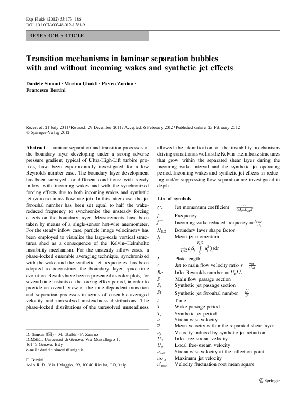 (PDF) Transition mechanisms in laminar separation bubbles with and ...