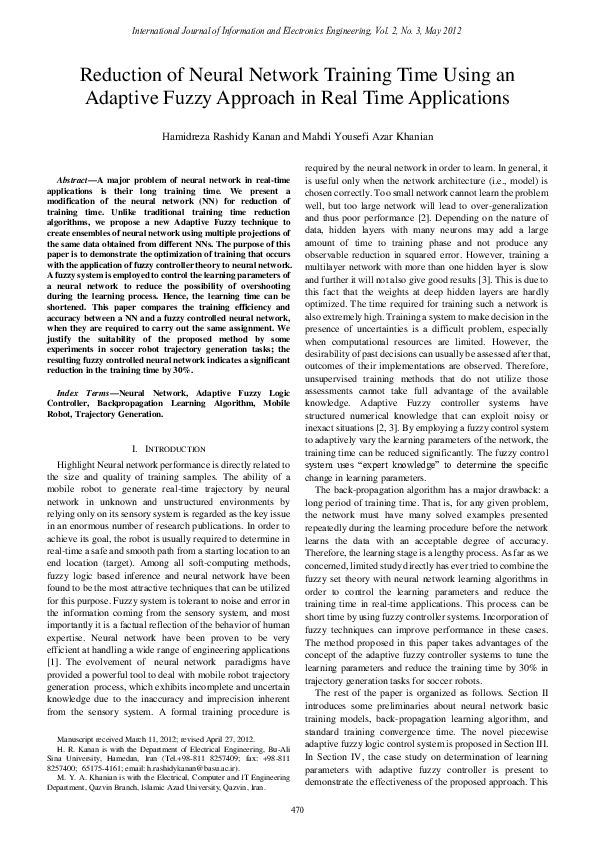 (PDF) Reduction of Neural Network Training Time Using anAdaptive Fuzzy ...