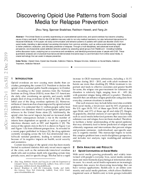(PDF) Discovering Opioid Use Patterns From Social Media for Relapse ...