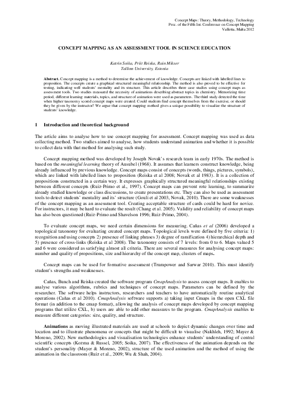 (PDF) Concept Mapping as an Assessment Tool in Science Education