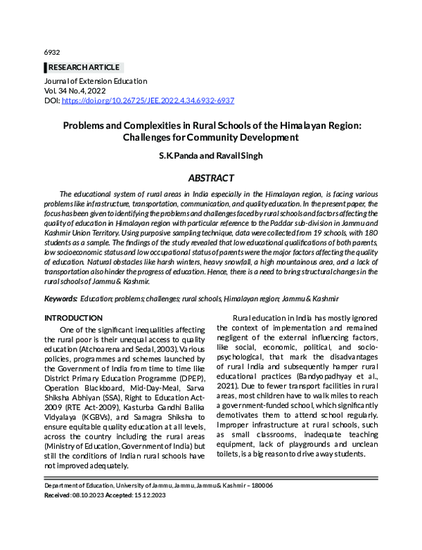 (PDF) Problems and Complexities in Rural Schools of the Himalayan ...