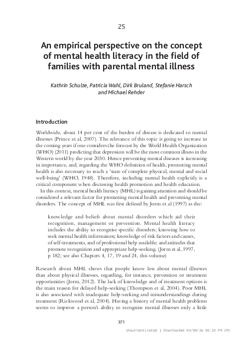 (PDF) An empirical perspective on the concept of mental health literacy ...