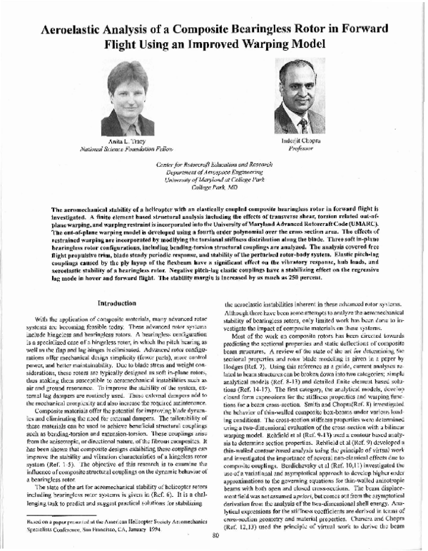 (PDF) Aeroelastic Analysis of a Composite Bearingless Rotor in Forward ...