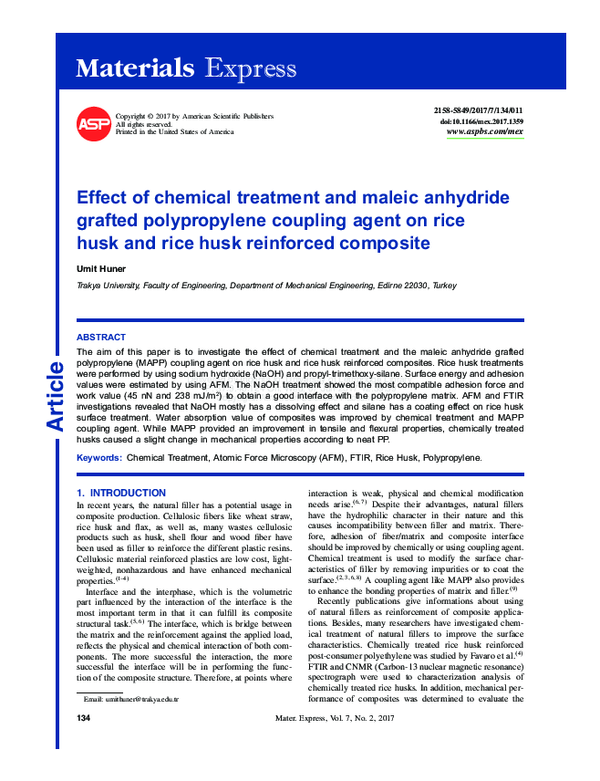 (PDF) Effect of chemical treatment and maleic anhydride grafted