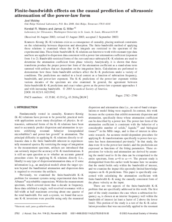 (PDF) Finite-bandwidth effects on the causal prediction of ultrasonic ...