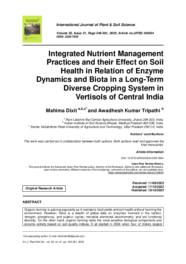 (PDF) Integrated Nutrient Management Practices and their Effect on Soil ...