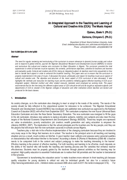 (PDF) An Integrated Approach to the Teaching and Learning of Cultural ...