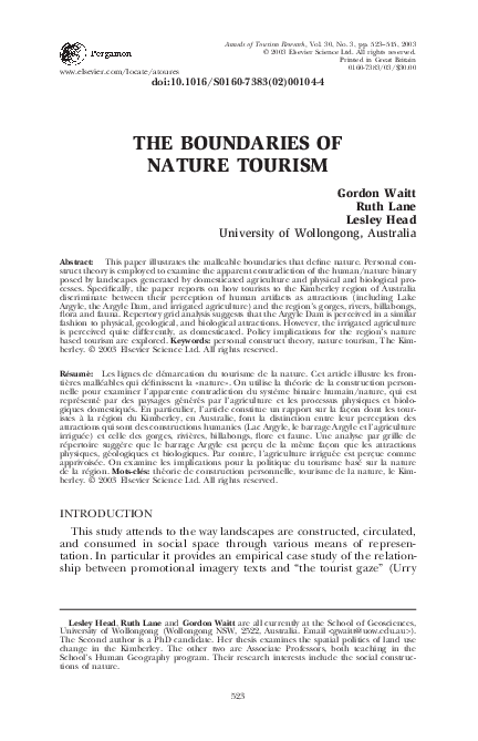 (PDF) The boundaries of nature tourism | gordon waitt - Academia.edu