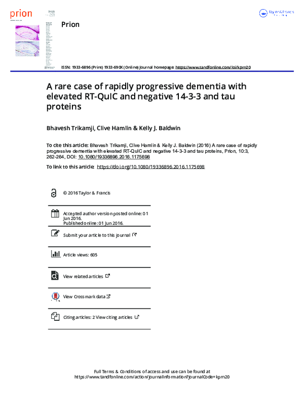 (PDF) A rare case of rapidly progressive dementia with elevated RT-QuIC ...