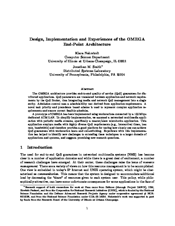 (PDF) Design, implementation, and experiences of the OMEGA end-point ...