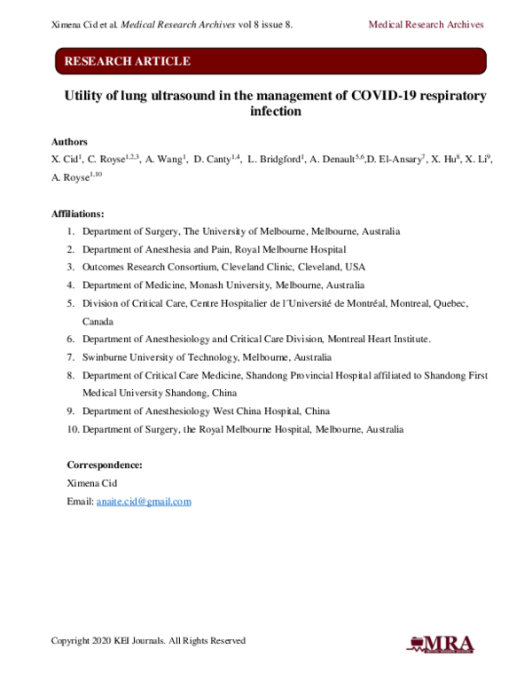 (PDF) Utility of lung ultrasound in the management of COVID-19 ...
