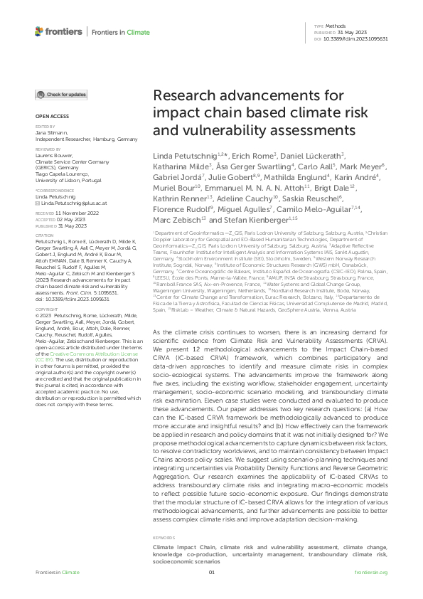 (PDF) Research advancements for impact chain based climate risk and ...