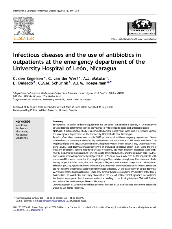 (PDF) Infectious diseases and the use of antibiotics in outpatients at ...