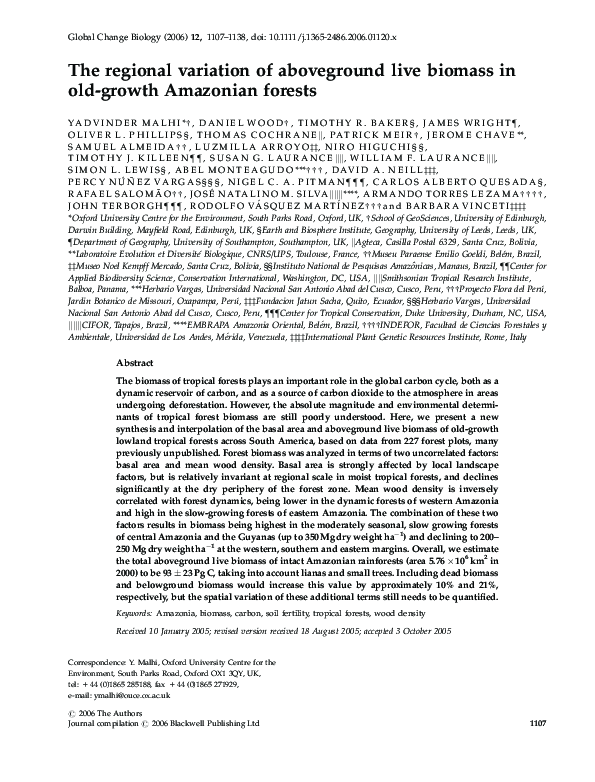 (PDF) The regional variation of aboveground live biomass in old‐growth ...