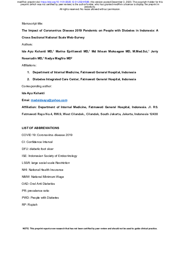 (PDF) The Impact of Coronavirus Disease 2019 Pandemic on People with ...