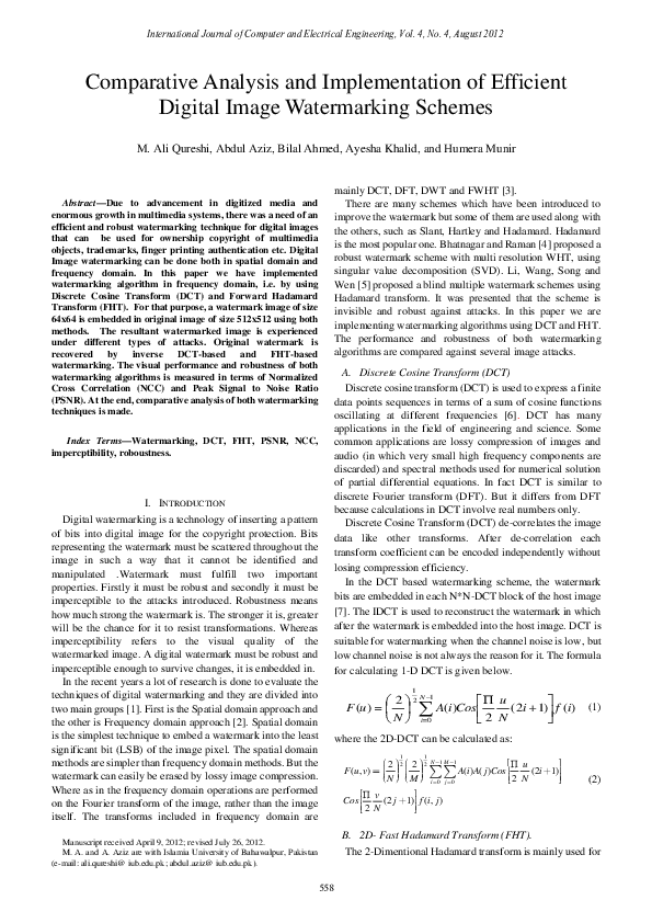 (PDF) Comparative Analysis and Implementation of EfficientDigital Image ...