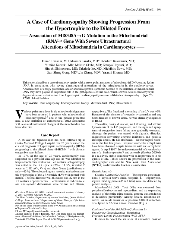 (PDF) A Case of Cardiomyopathy Showing Progression From the ...