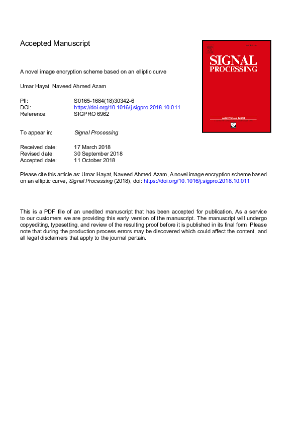 (PDF) A novel image encryption scheme based on an elliptic curve