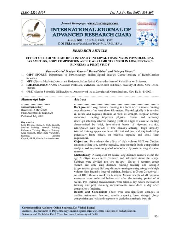(PDF) Effect of High Volume High Intensity Interval Training on ...
