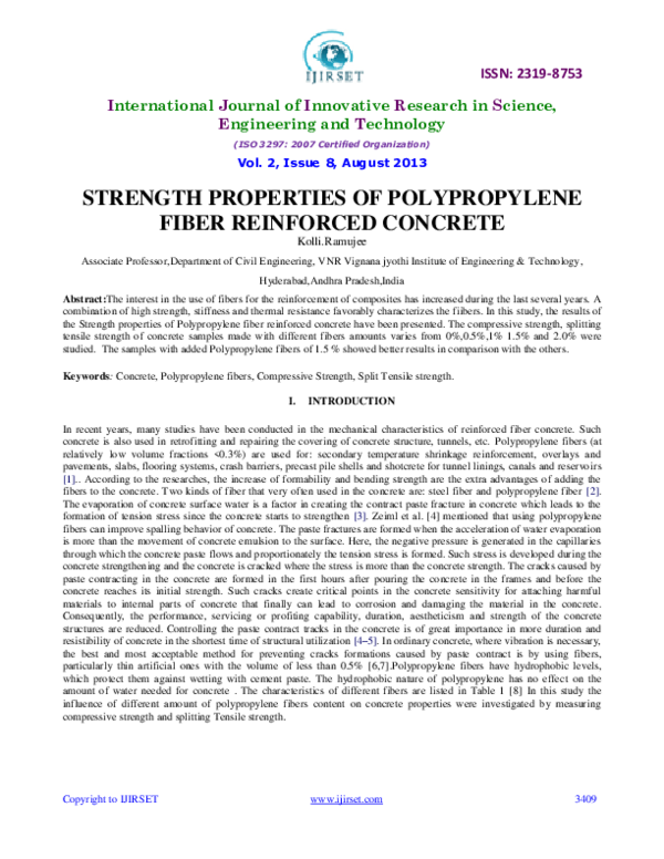 (PDF) Strength Properties of Polypropylene Fiber Reinforced Concrete