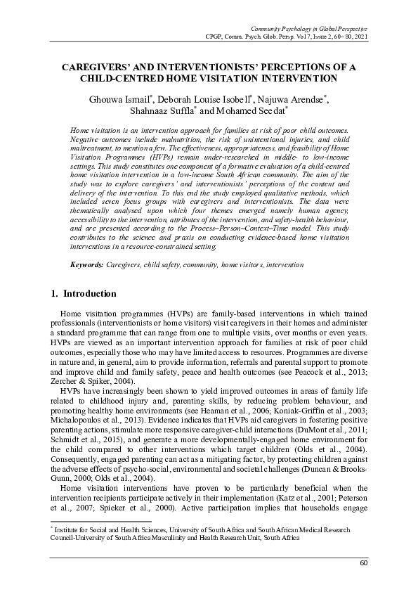 (PDF) Caregivers' and interventionists' perceptions of a child-centered ...
