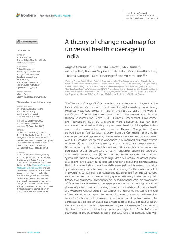 (PDF) A theory of change roadmap for universal health coverage in India