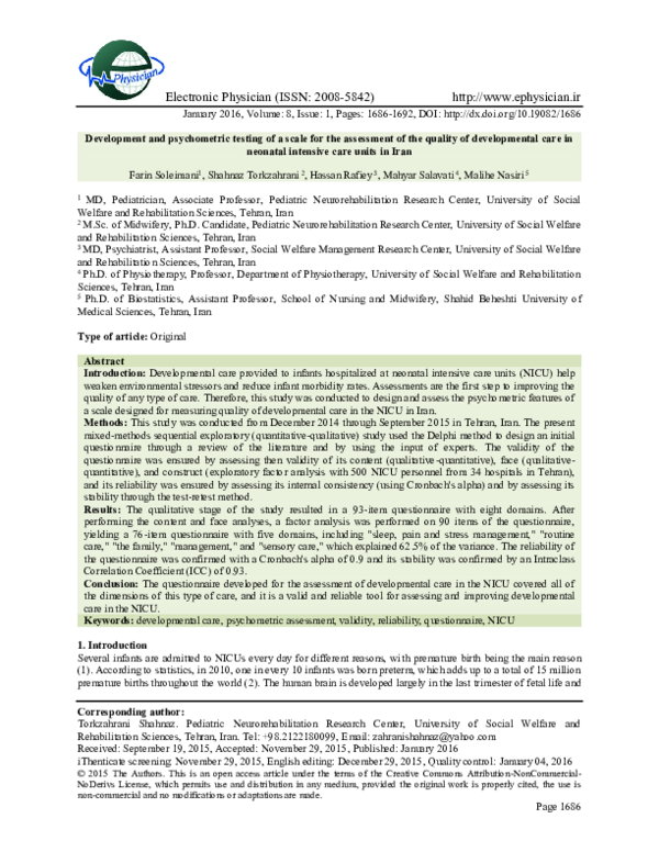 (PDF) Development and psychometric testing of a scale for the ...