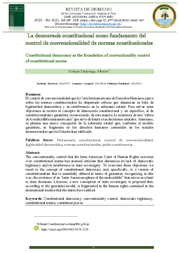 (PDF) La democracia constitucional como fundamento del control de ...