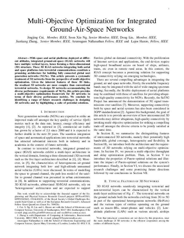 (PDF) Multi-objective optimization for integrated ground-air-space networks