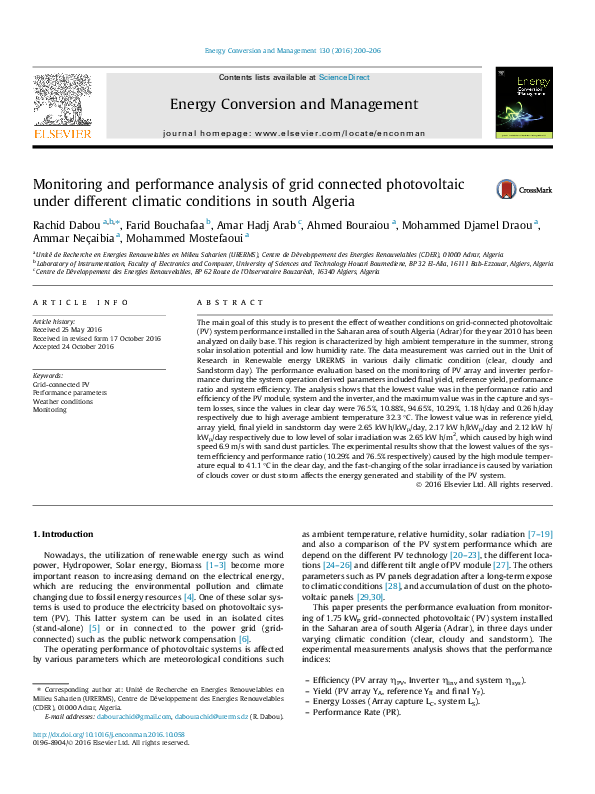 (PDF) Monitoring and performance analysis of grid connected ...