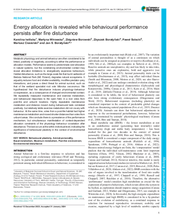 (PDF) Energy allocation is revealed while behavioural performance ...