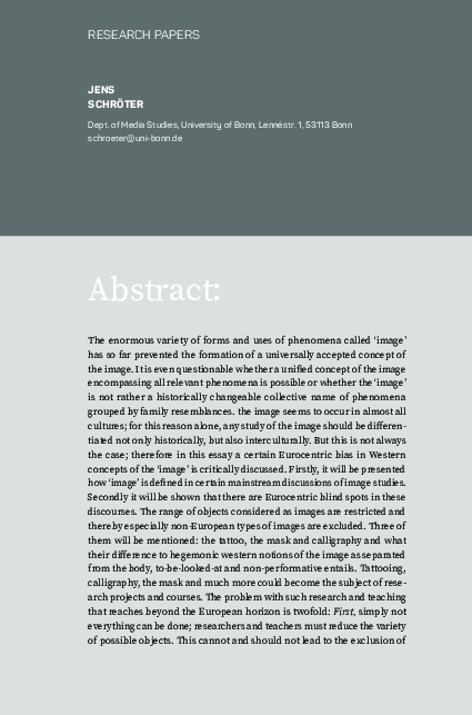 First page of “The Notion of 'Image' and Eurocentrism”