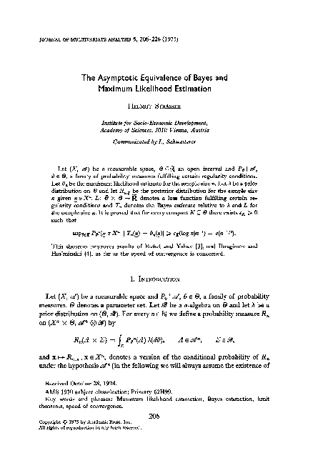 (PDF) The asymptotic equivalence of Bayes and maximum likelihood estimation