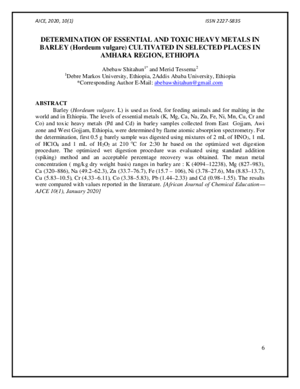 (PDF) Determination of essential and toxic heavy metals in barley ...