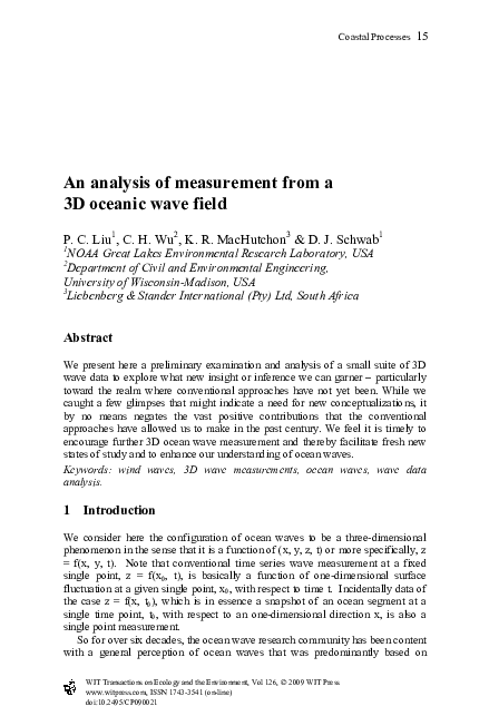 (PDF) An analysis of measurement from a 3D oceanic wave field