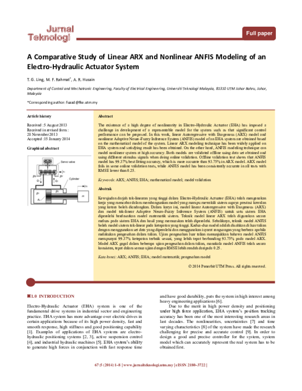 (PDF) A Comparative Study of Linear ARX and Nonlinear ANFIS Modeling of ...