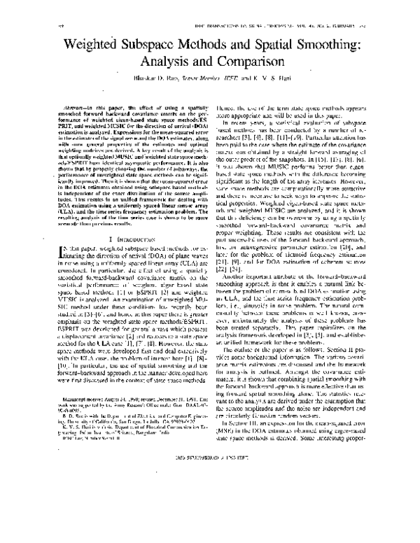 (PDF) Weighted subspace methods and spatial smoothing: analysis and ...