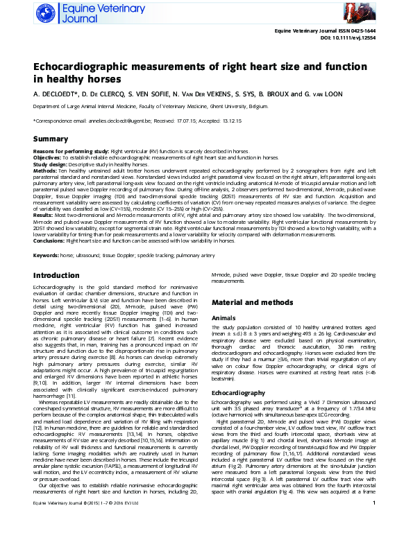 (PDF) Echocardiographic measurements of right heart size and function ...