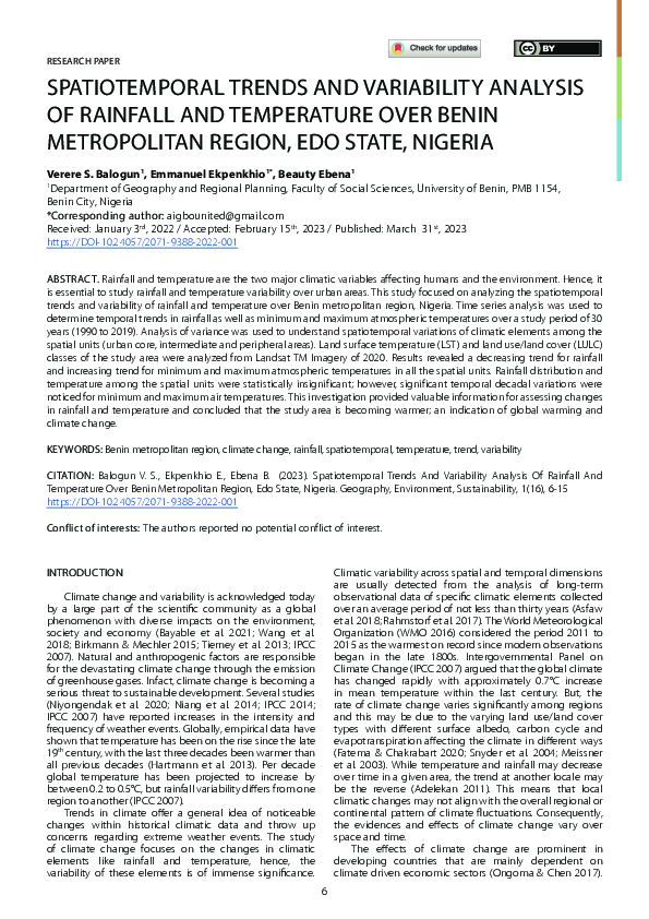 (PDF) Spatiotemporal Trends And Variability Analysis Of Rainfall And ...