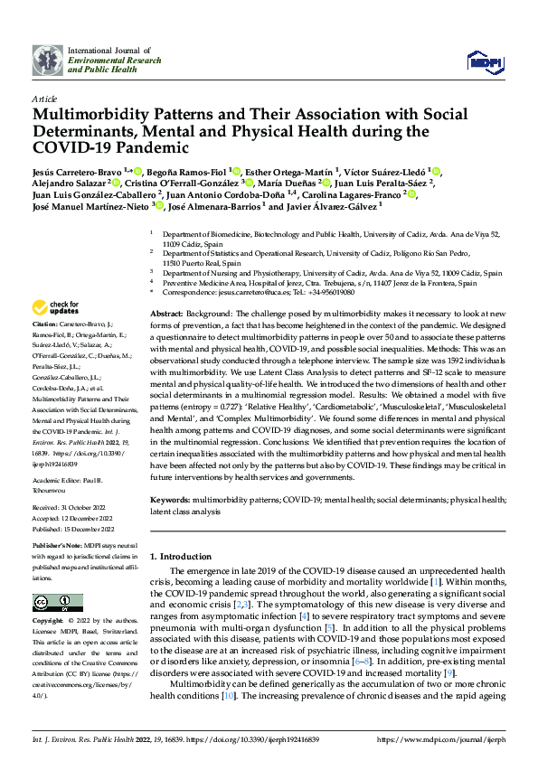 (PDF) Multimorbidity Patterns and Their Association with Social ...