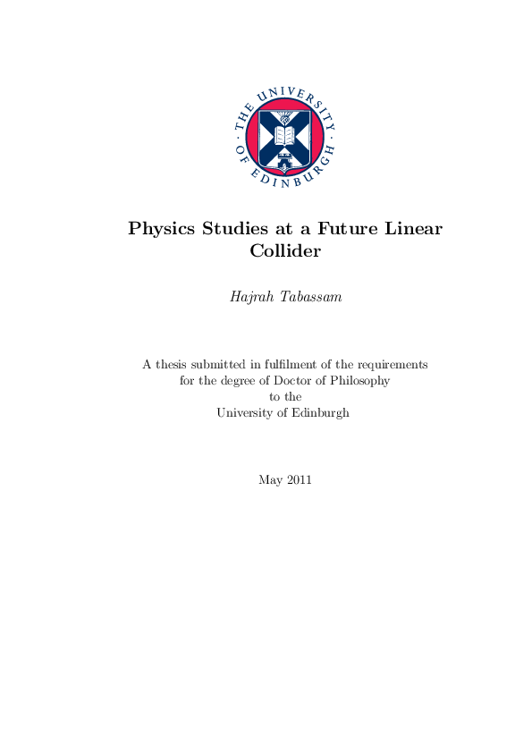 (PDF) Physics studies at a future linear collider