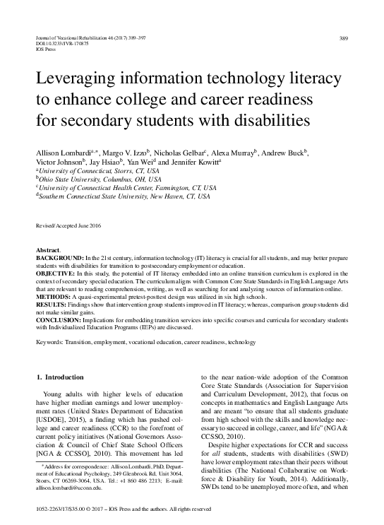 (PDF) Leveraging information technology literacy to enhance college and ...
